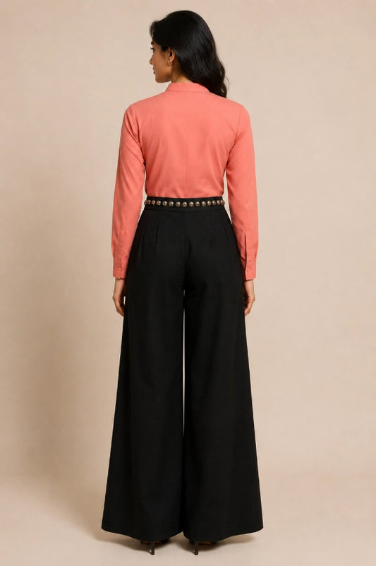 Peach Cotton Mock Neck Top Back View by Fashiyano