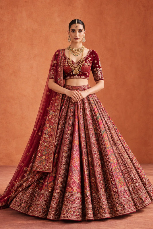 Heritage Maroon Bridal Lehenga – Zardosi Embroidered Wedding Set
