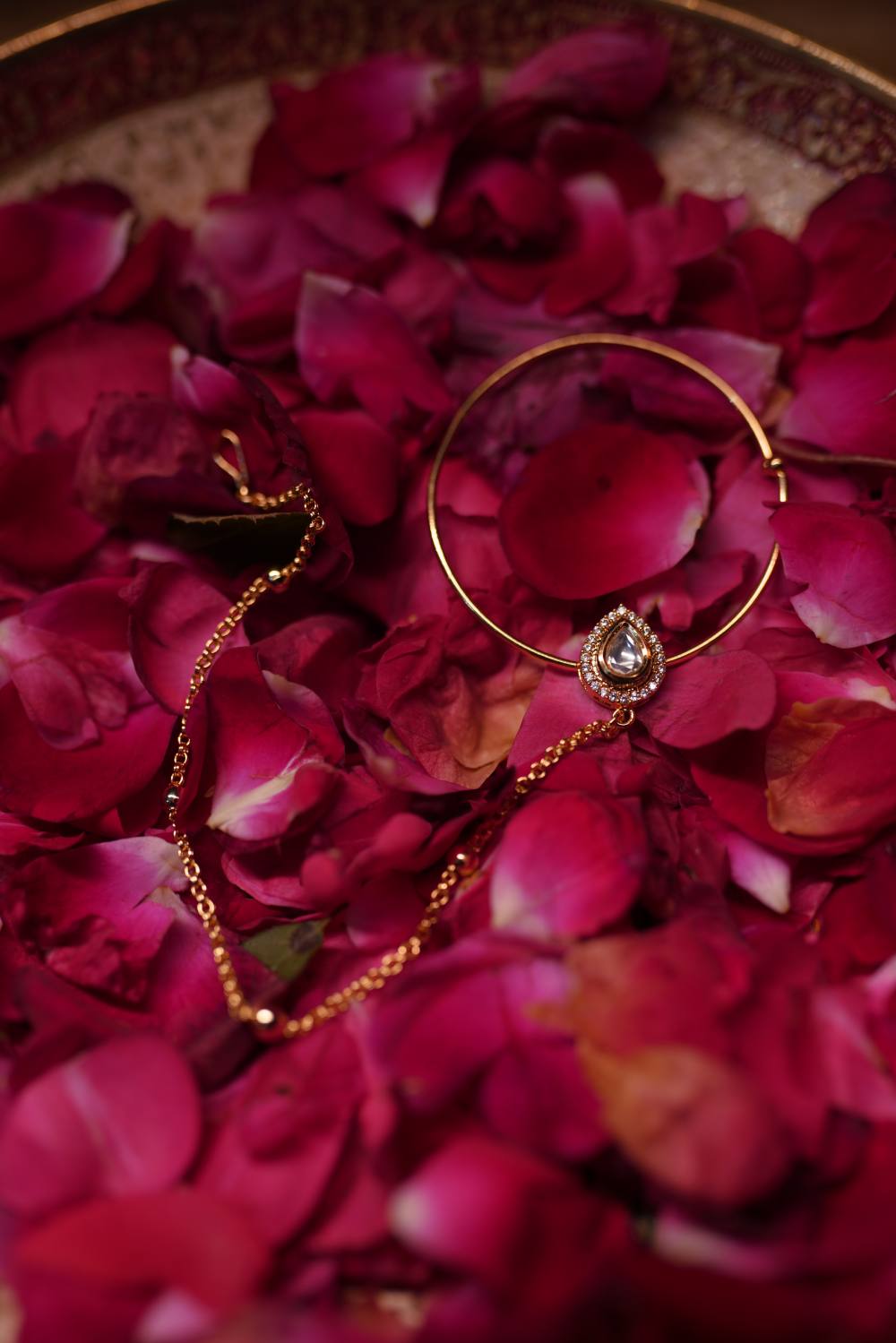 Rose gold nath with ruby gemstone