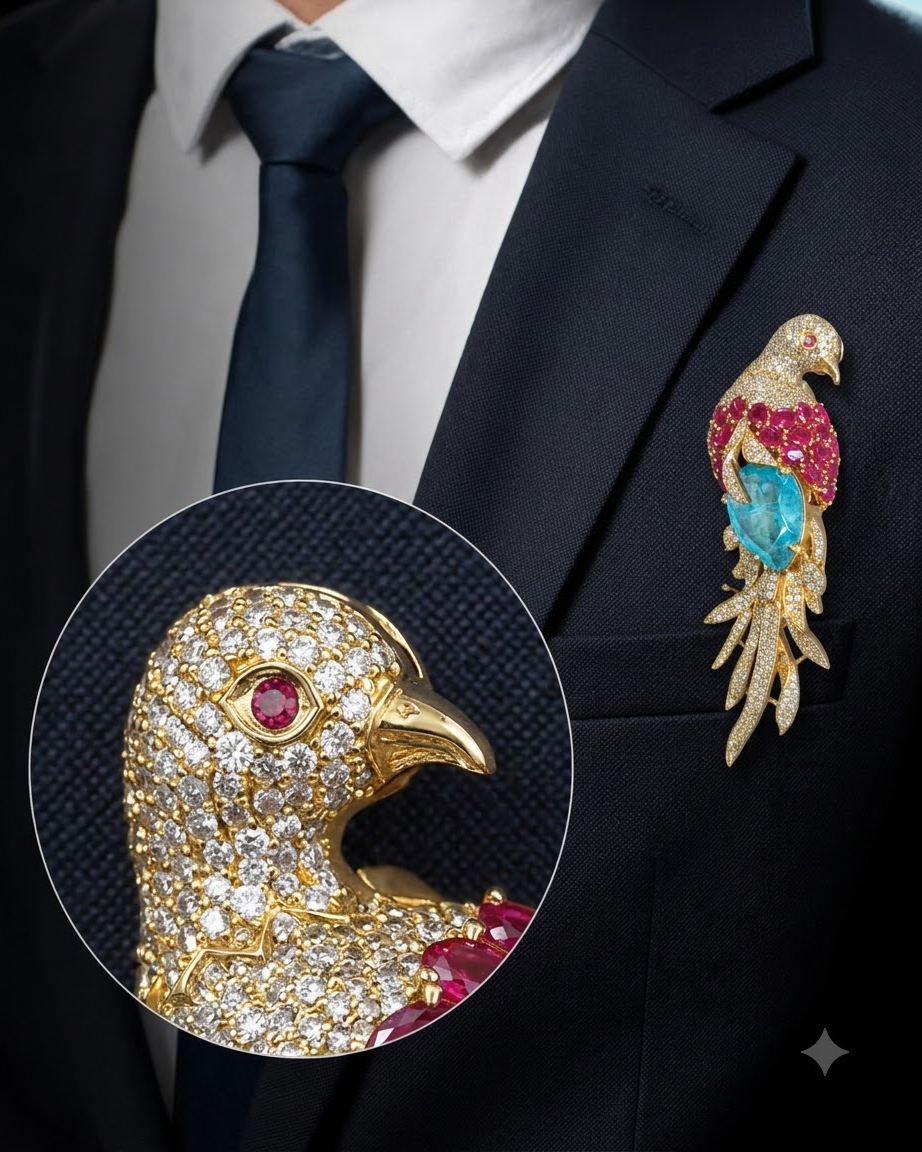 Royal Emerald Dove Brooch