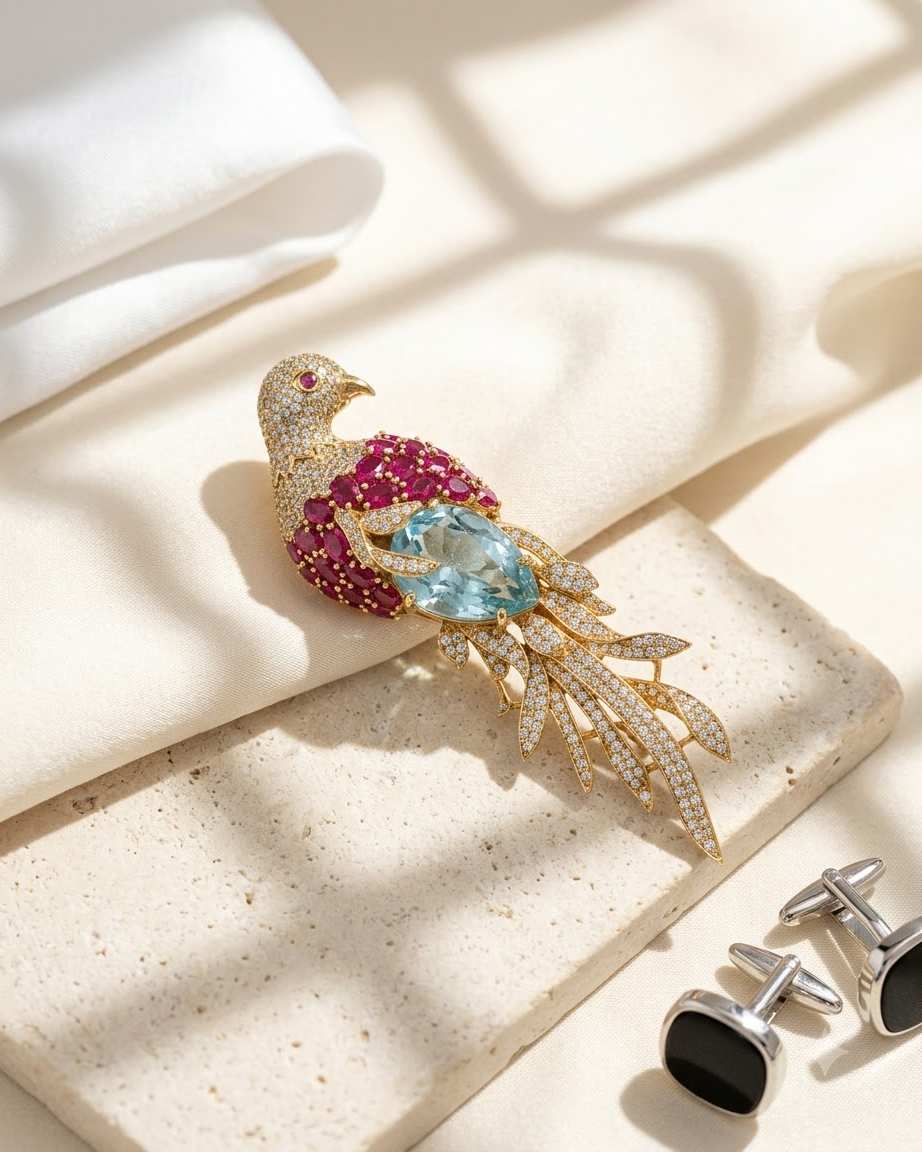 Royal Emerald Dove Brooch