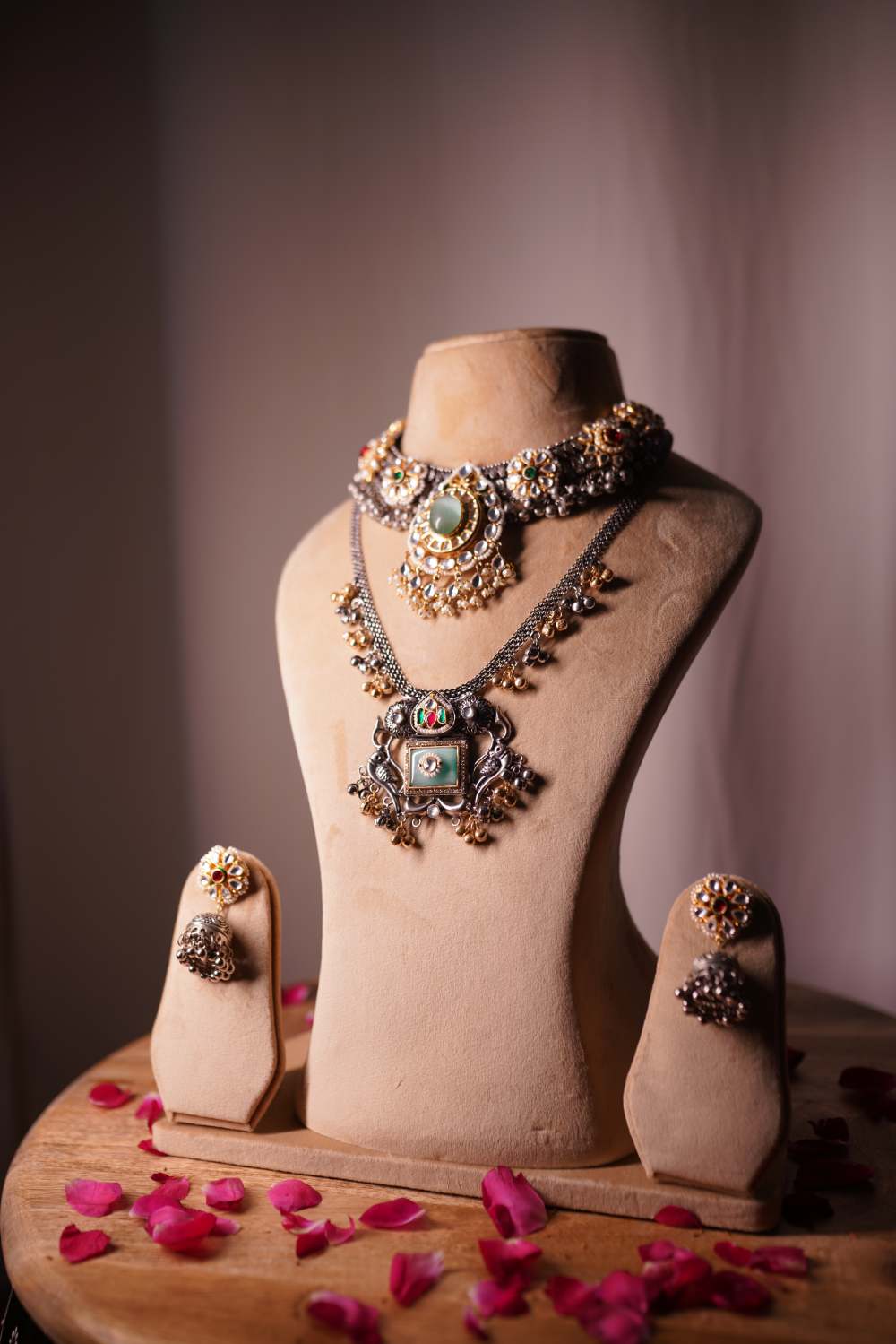 Royal Heritage necklace set with traditional jhumka earrings