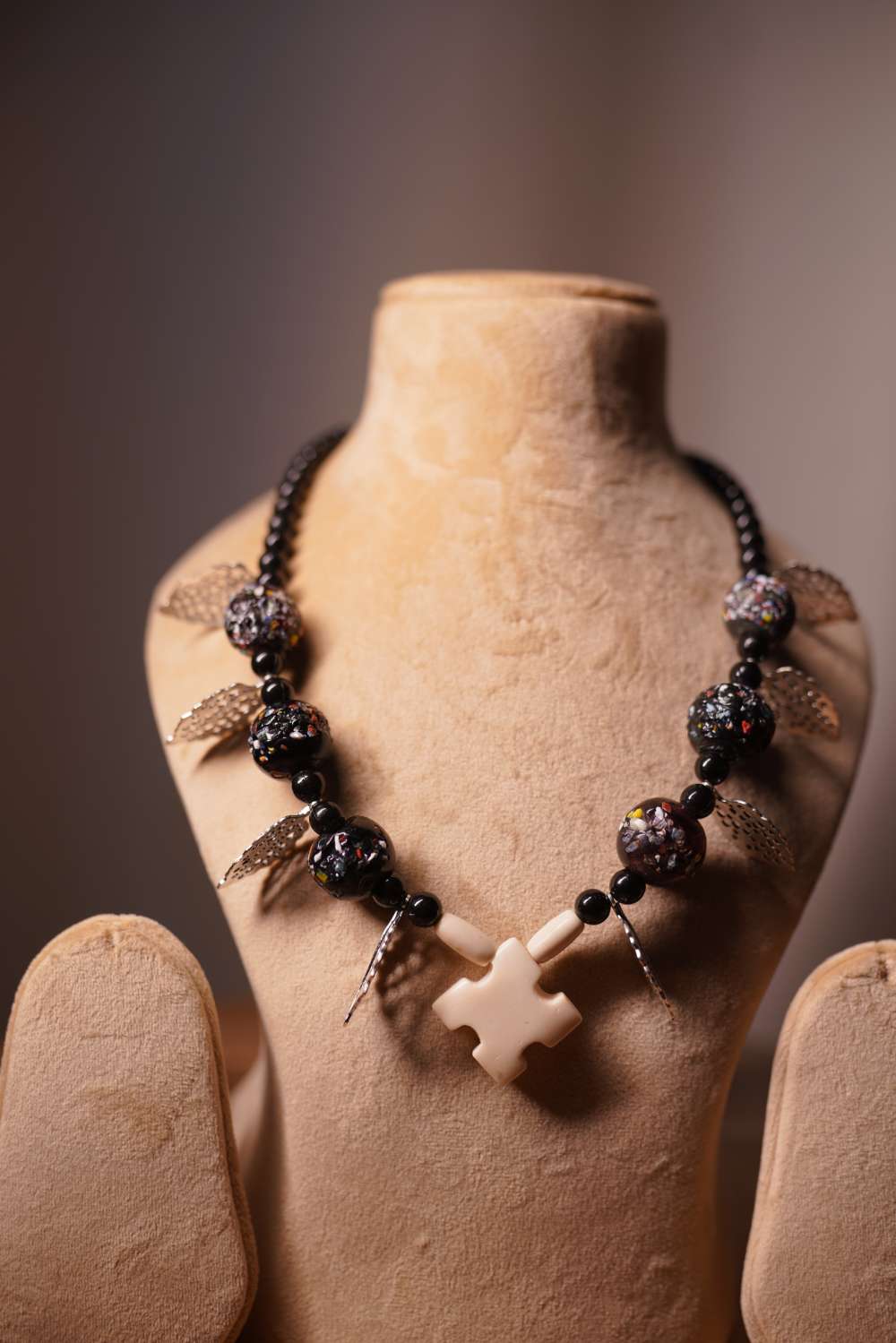Semi-precious black onyx beads with sterling silver accents