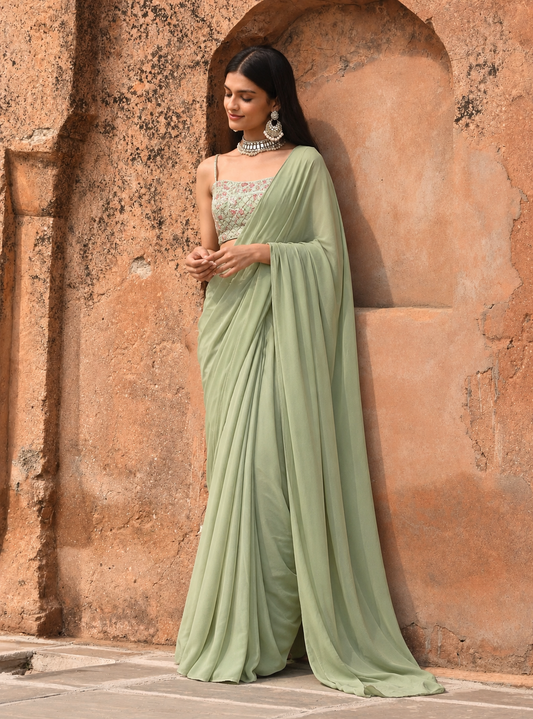 Royal Heritage Hand-Embroidered Silk Saree