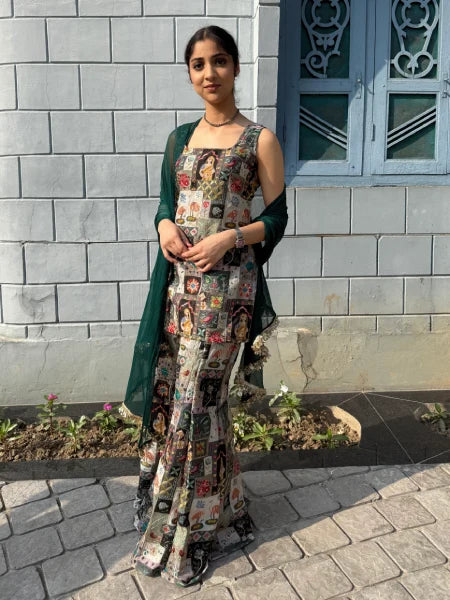Sleeveless Peplum Style Sharara