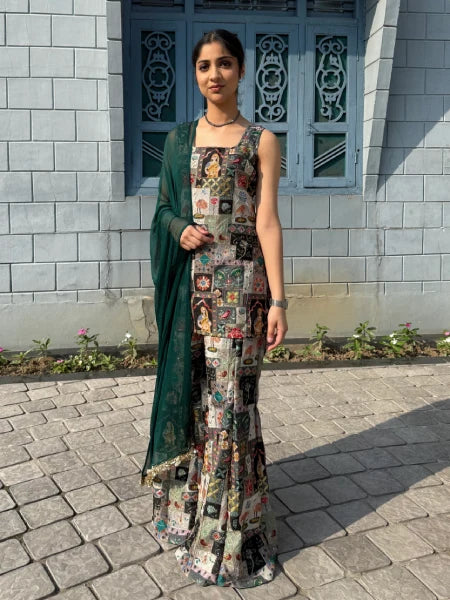 Sleeveless Peplum Style Sharara