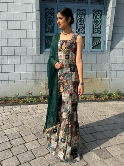 Sleeveless Peplum Style Sharara
