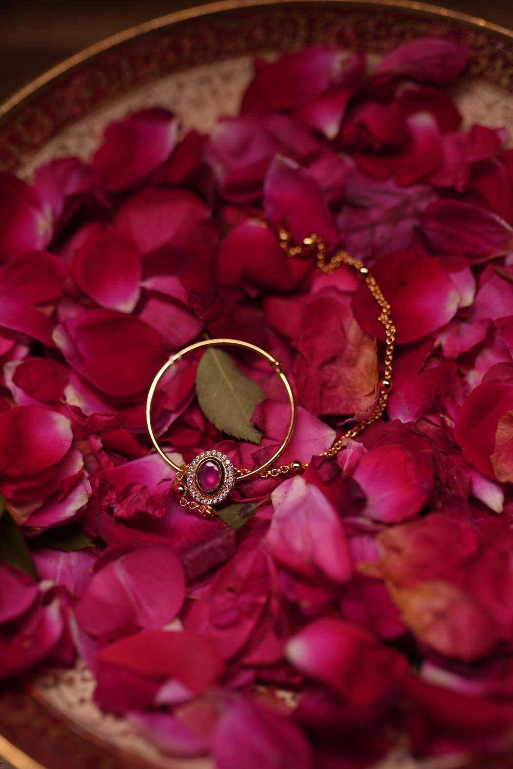 Traditional ruby bridal nath nose ring