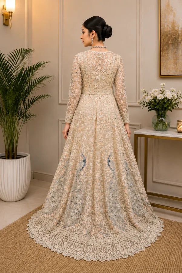 Zeva Mayur Hand Embroidered Gown Back View