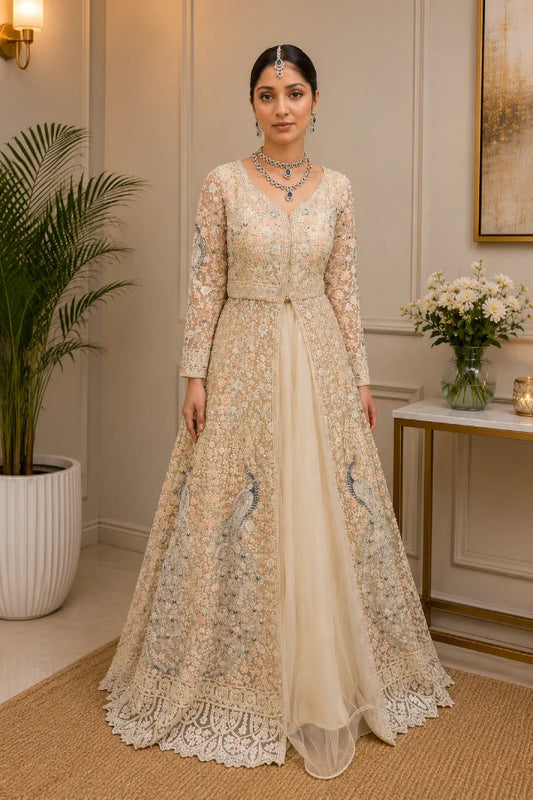 Zeva Mayur Hand Embroidered Gown Front View