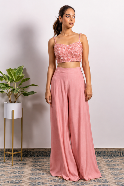 Zeva Embellished Bustier & Palazzo Set