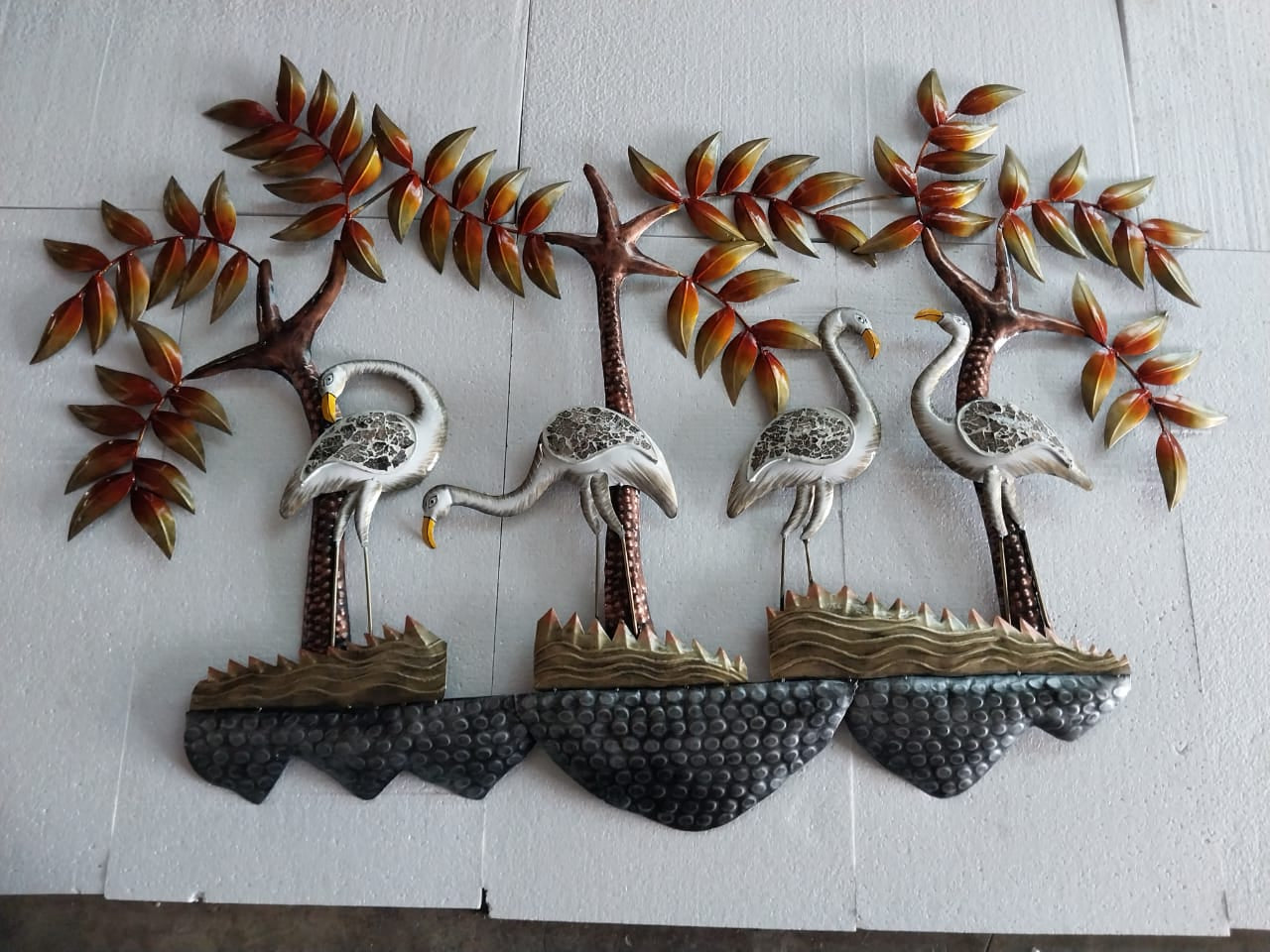 Multicolour Metal Swan Wall Art