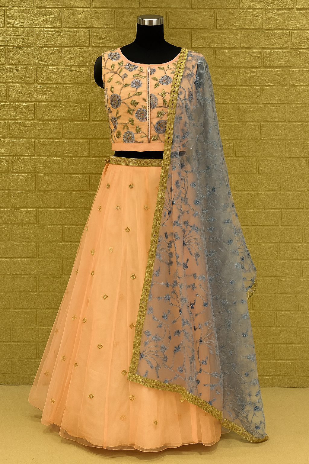 Embroidered Net Lehnga