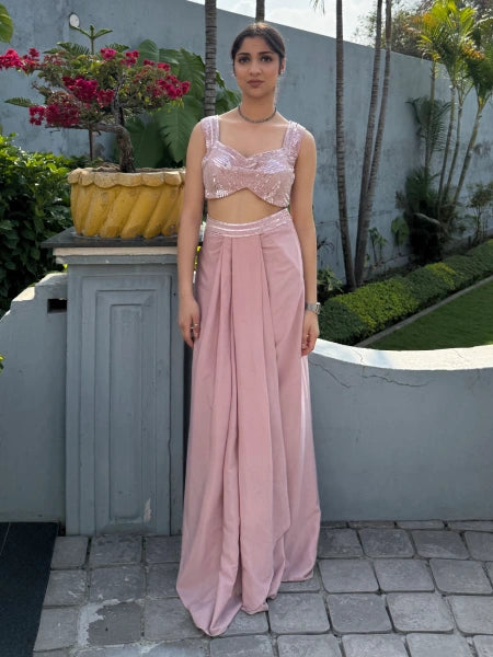 Zeva Blush Sequin Drape Set