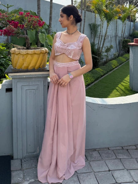 Zeva Blush Sequin Drape Set