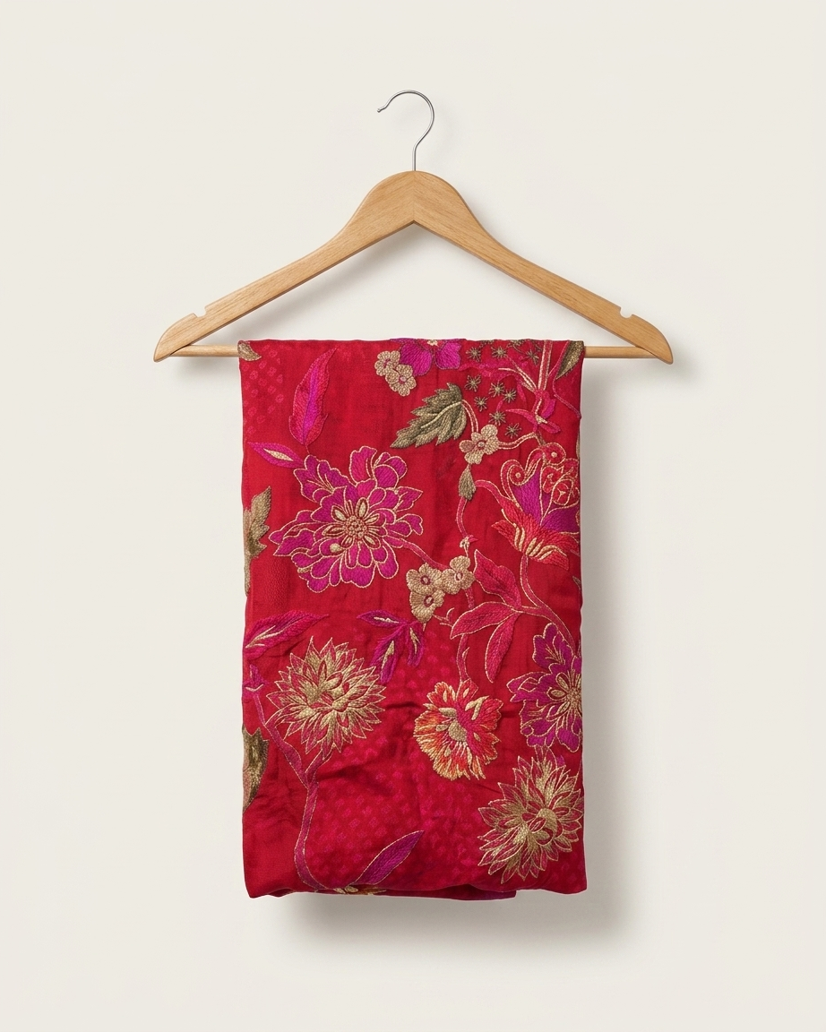 Organza Dupatta - Floral Embroidery