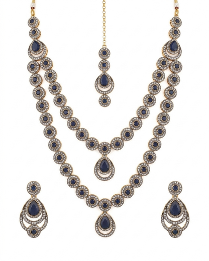 Antique Kundan Layered Necklace Set with Turquoise Accents