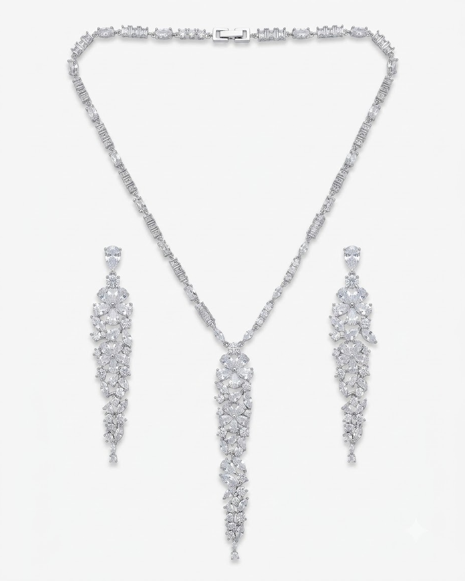Crystal Blossom Necklace Set