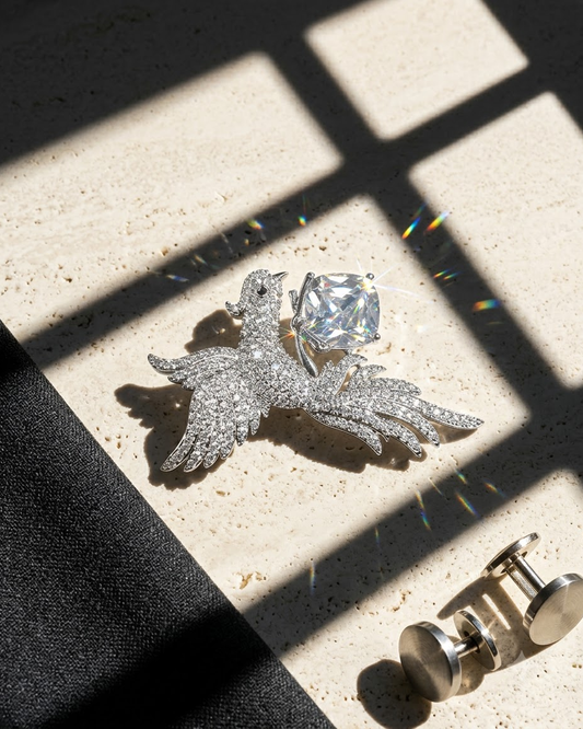 Crystal Bird Statement Brooch