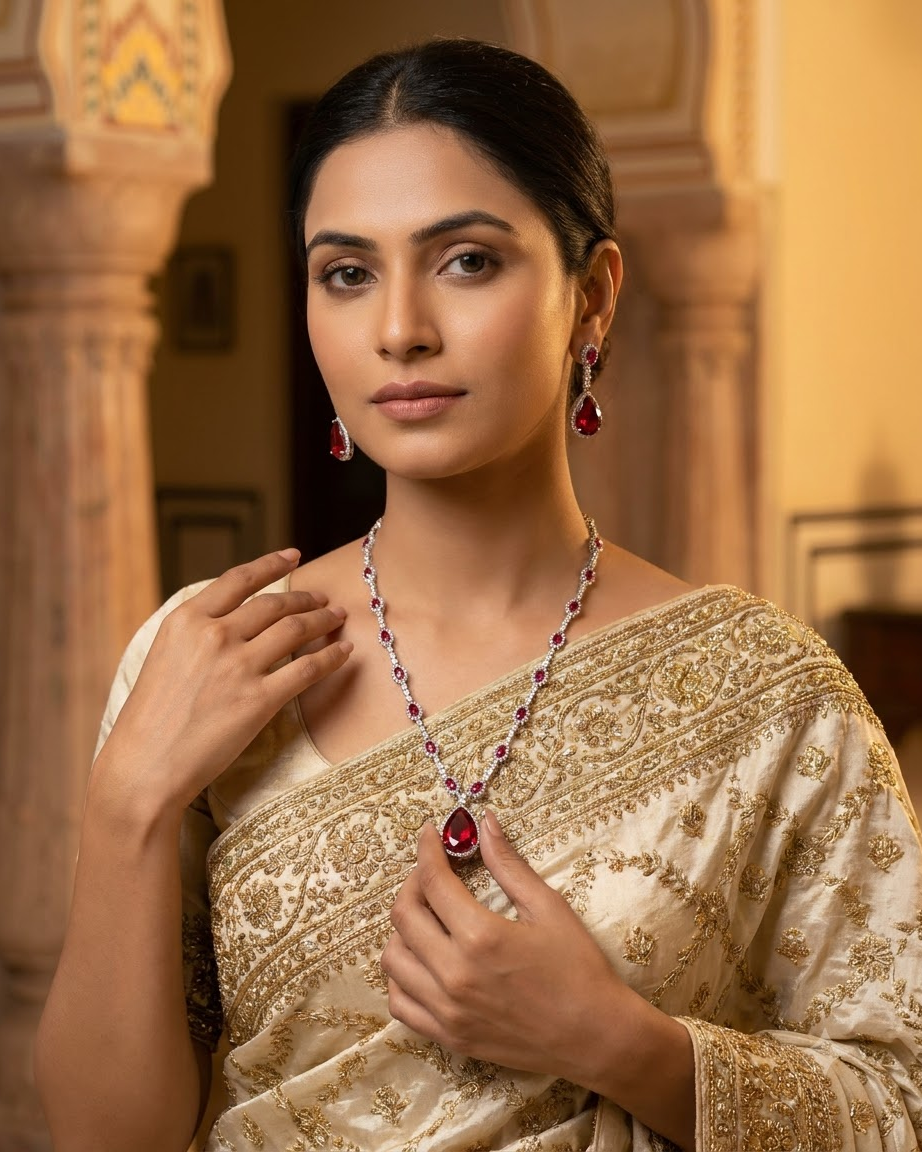Ruby Radiance Crystal Necklace Set