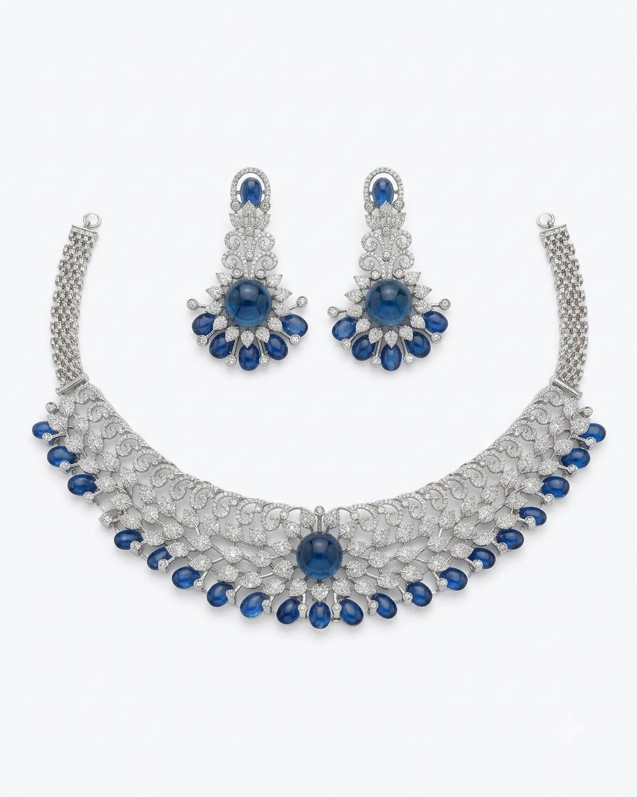 Sapphire Blue Celestia Statement Necklace Set
