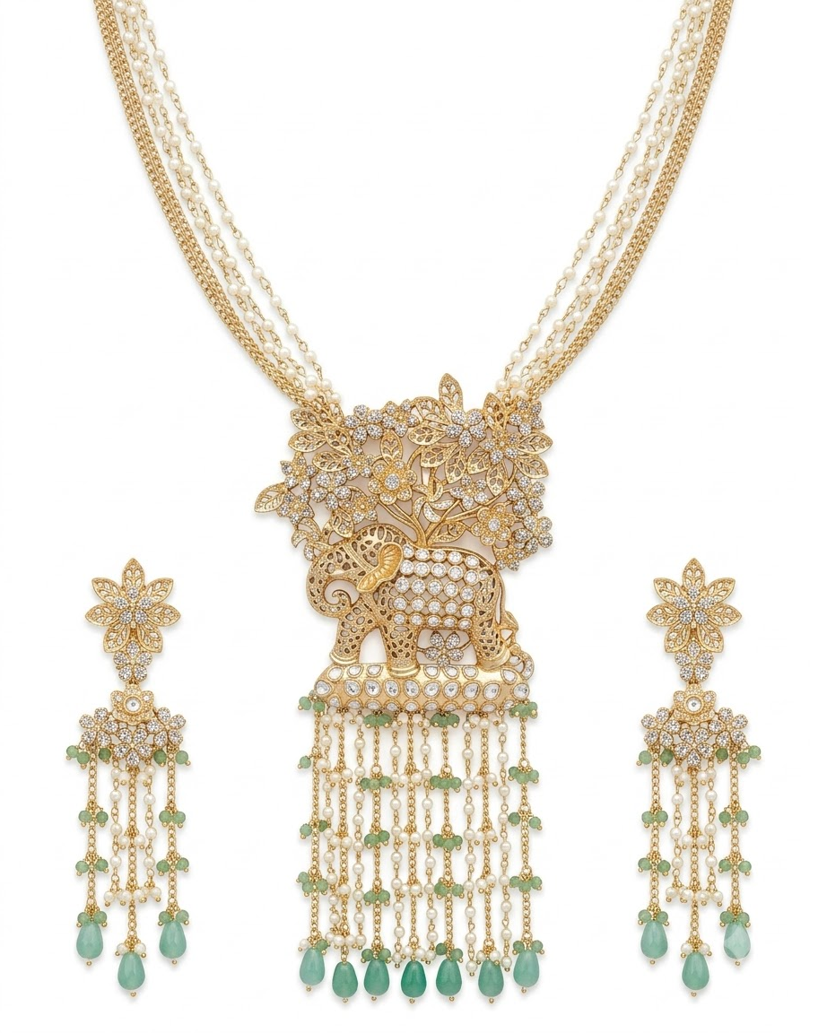 Pearl Garden Long Necklace Set