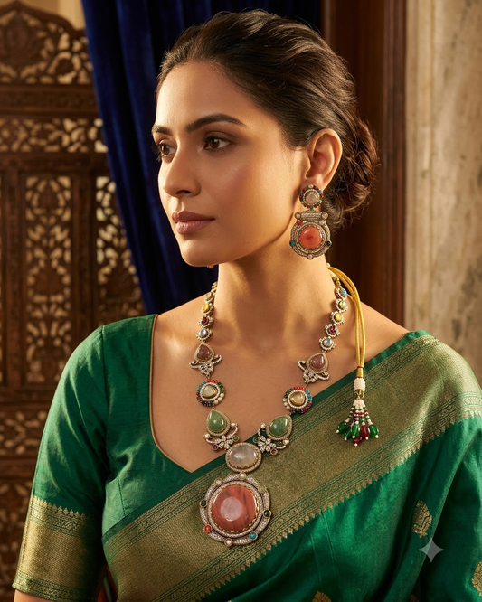 Multicolour Heritage Statement Necklace Set