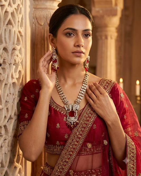 Royal Elephant Ruby Necklace Set