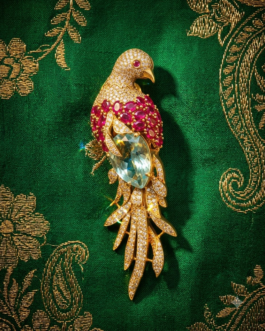 Royal Emerald Dove Brooch
