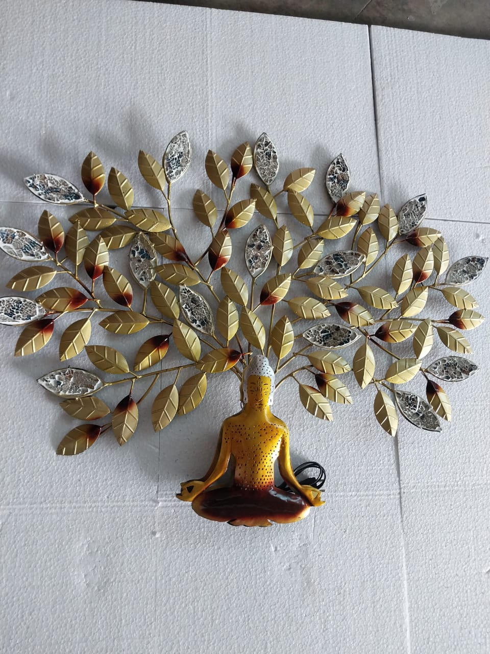 Metal Meditating Buddha Tree LED Wall Art